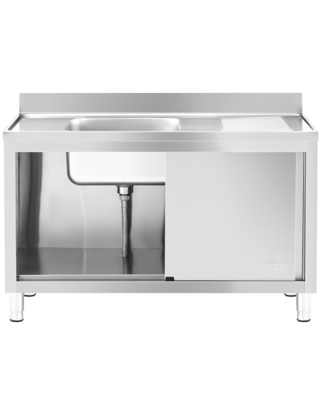 Kriauklės vieno skyriaus gastronominis baseinas su spintele su stumdomomis durimis kairėje 140 x 60 x 94,5 cm Kriauklės vieno skyriaus gastronominis baseinas su spintele su stumdomomis durimis kairėje 140 x 60 x 94,5 cm