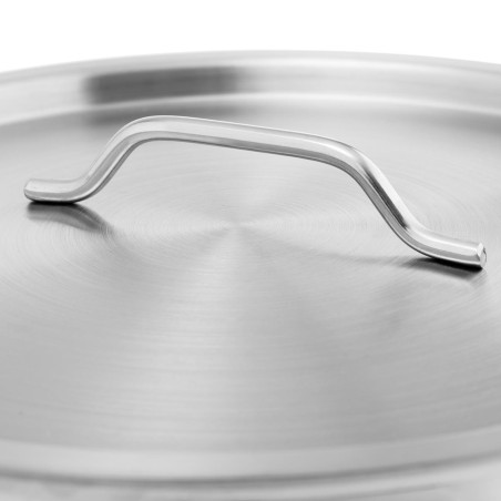 Didelis plieninis puodas su dangčiu storu dugnu skirtas 33 l halogeninių dujų indukcinei viryklei