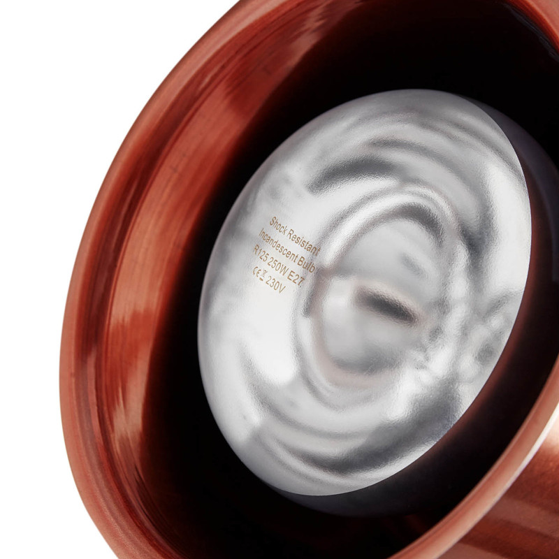 Infraraudonųjų spindulių šildymo lempa indams IR pakabinama žalvario sk. 19cm 250W