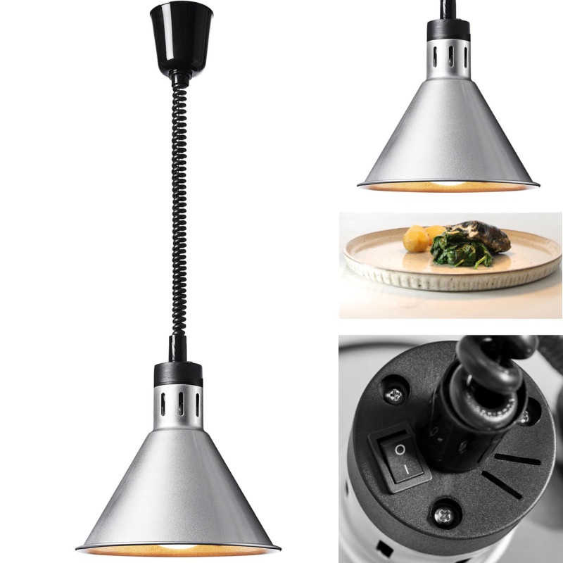 Infraraudonųjų spindulių šildymo lempa indams IR pakabinama sidabro sk. 27,5 cm 250 W