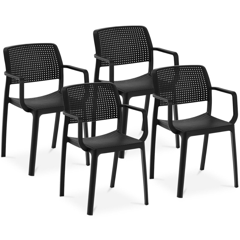 Moderni ažūrinė plastikinė kėdė biurui, 4 vnt.juoda