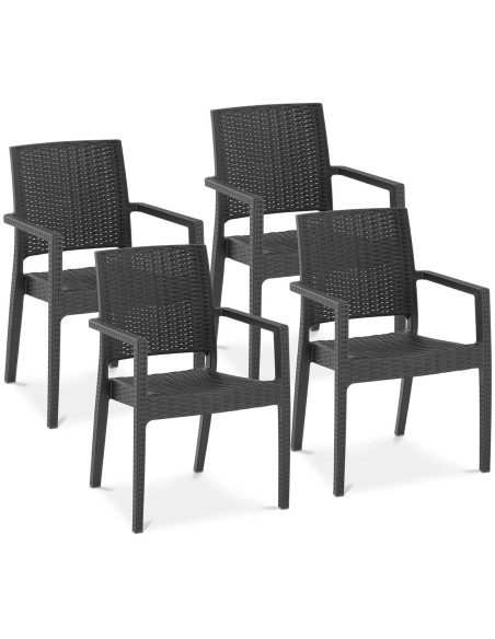 Moderni austa terasos kėdė restoranui, kavinei, 4 vnt.juoda Moderni austa terasos kėdė restoranui, kavinei, 4 vnt.juoda