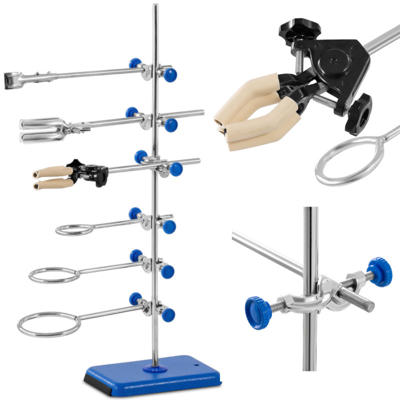 Stovas Laboratorinis stovas su priedais 60 cm 1 biuretinis spaustukas 2 spaustukai 3 žiedai 60 mm 80 mm 100 mm Stovas Laboratorinis stovas su priedais 60 cm 1 biuretinis spaustukas 2 spaustukai 3 žiedai 60 mm 80 mm 100 mm