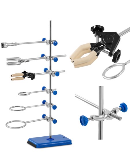 Stovas Laboratorinis stovas su priedais 60 cm 1 biuretinis spaustukas 2 spaustukai 3 žiedai 60 mm 80 mm 100 mm Stovas Laboratorinis stovas su priedais 60 cm 1 biuretinis spaustukas 2 spaustukai 3 žiedai 60 mm 80 mm 100 mm