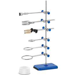 Stovas Laboratorinis stovas su priedais 60 cm 1 biuretinis spaustukas 2 spaustukai 3 žiedai 60 mm 80 mm 100 mm