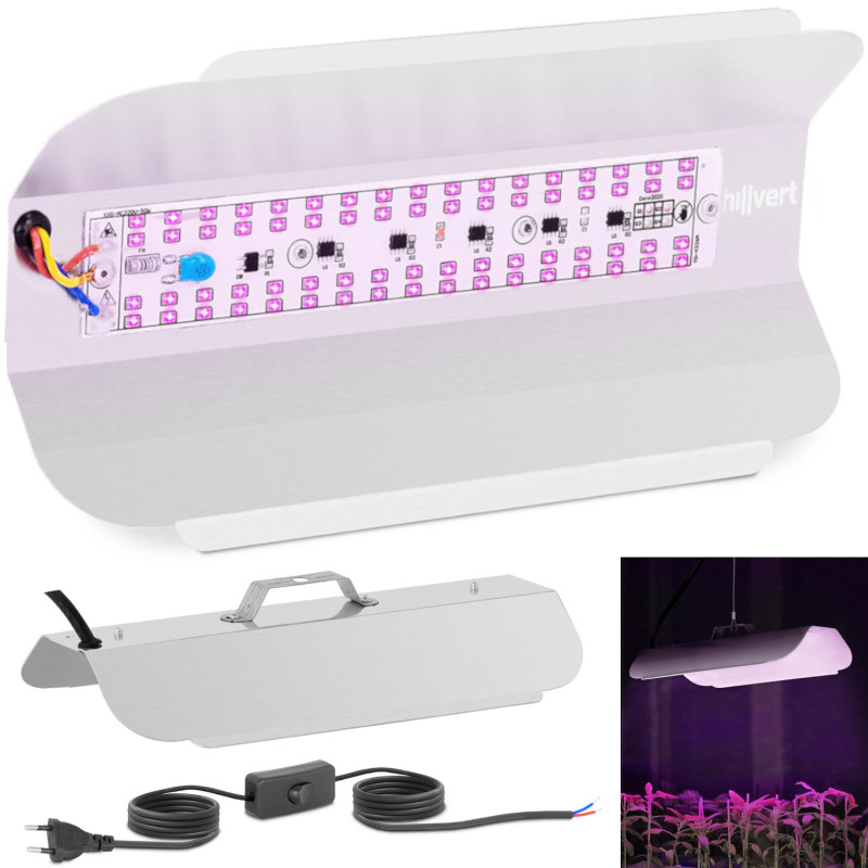 Augalų augimo lempa viso spektro 25 x 12 cm 68 LED 50 W sidabrinė