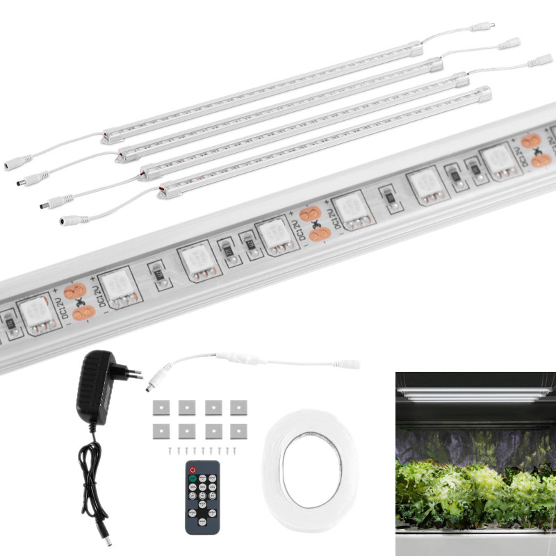 Augalų augimo lempa 120 LED 50 cm 20 W 4 vnt sidabrinė