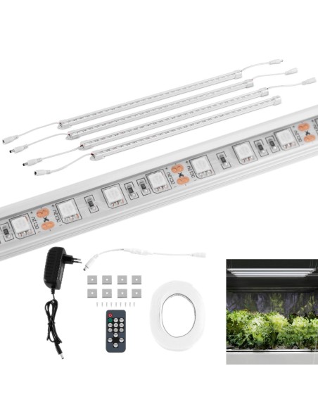 Augalų augimo lempa 120 LED 50 cm 20 W 4 vnt sidabrinė Augalų augimo lempa 120 LED 50 cm 20 W 4 vnt sidabrinė