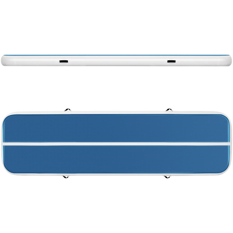 Čiužinio kilimėlis akrobatinis pripučiamas gimnastikos takelis 400 x 100 x 20 cm mėlyna ir balta