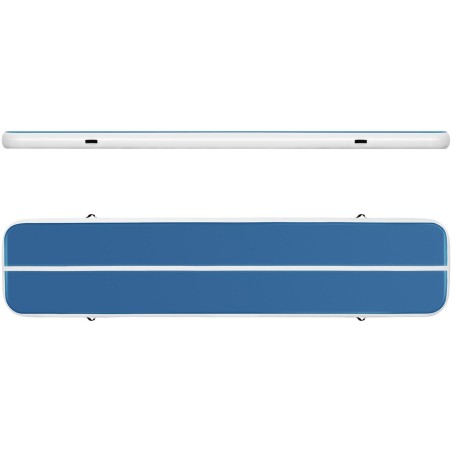 Čiužinio kilimėlis akrobatinis pripučiamas gimnastikos takelis 500 x 100 x 20 cm mėlyna ir balta