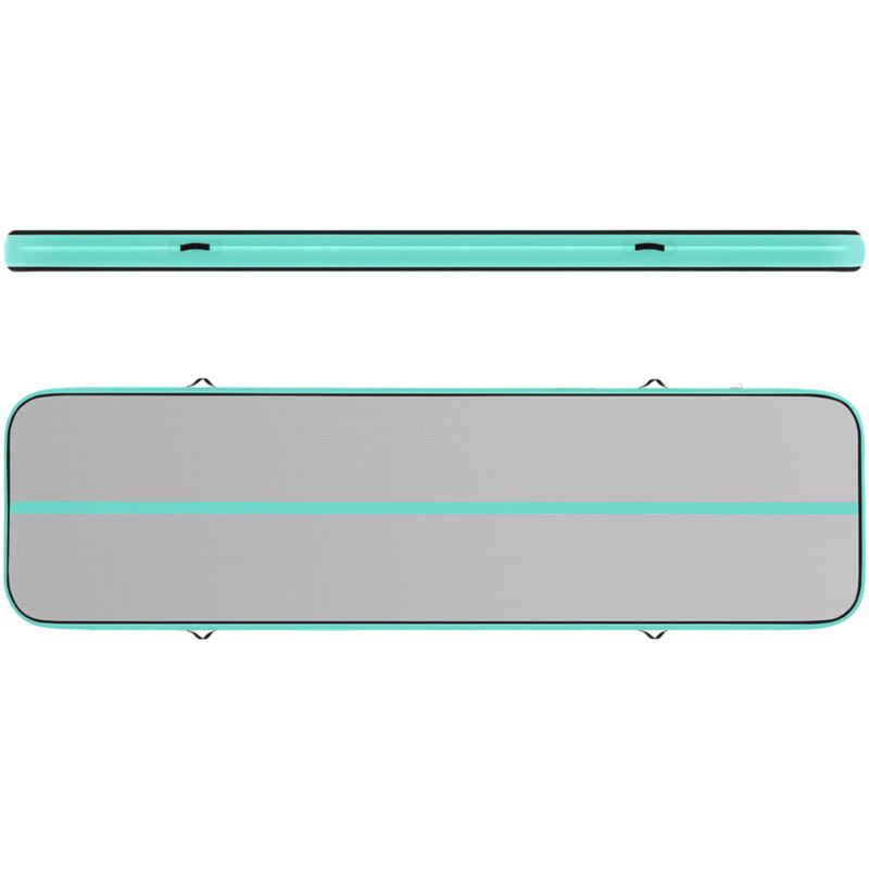 Čiužinio kilimėlis akrobatinis pripučiamas gimnastikos takas 400 x 100 x 20 cm žalias