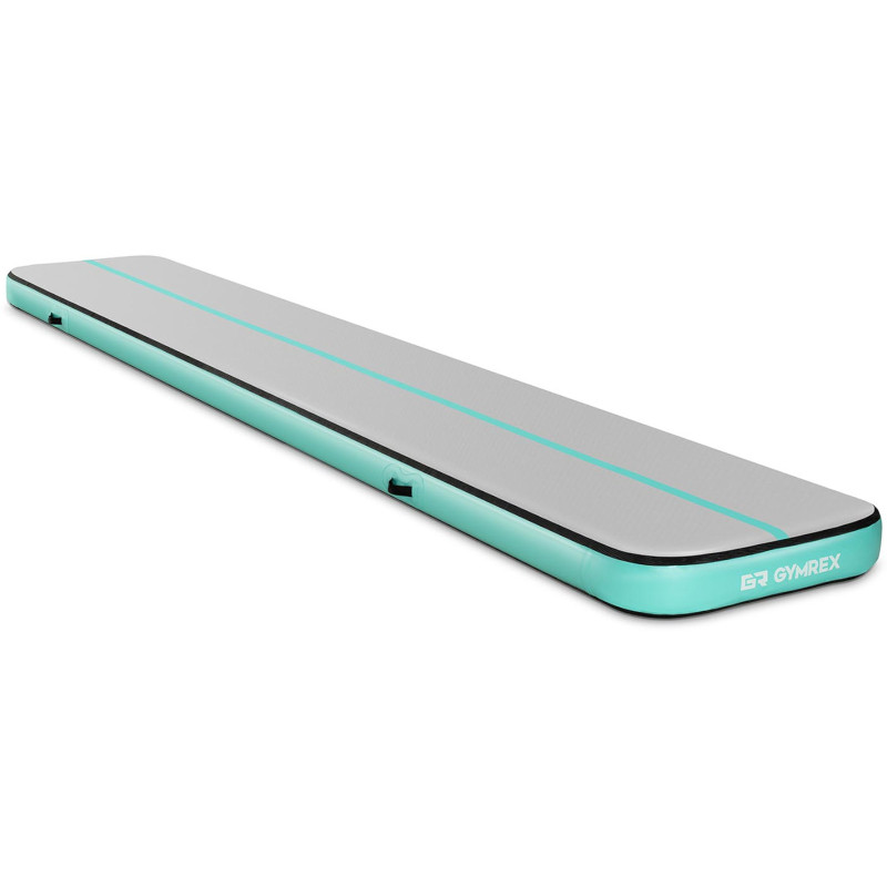 Čiužinio kilimėlis akrobatinis pripučiamas gimnastikos takas 600 x 100 x 20 cm žalias