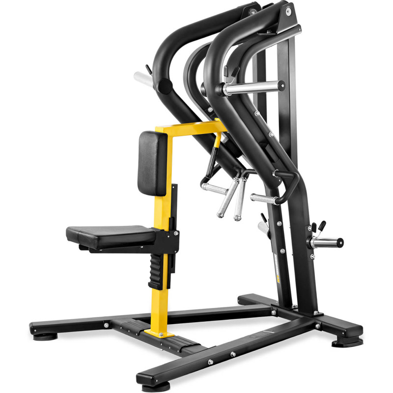 Mašininis prietaisas, skirtas treniruoti nugaros trapecinės nugaros raumenis su laisvu svoriu LOW ROW