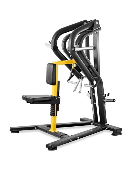 Mašininis prietaisas, skirtas treniruoti nugaros trapecinės nugaros raumenis su laisvu svoriu LOW ROW