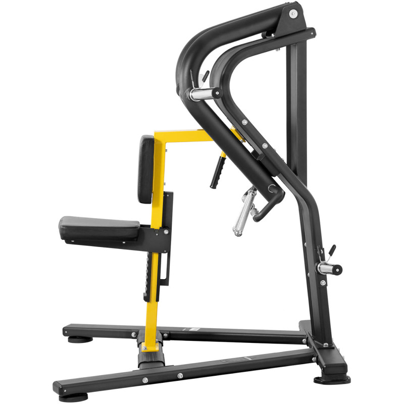 Mašininis prietaisas, skirtas treniruoti nugaros trapecinės nugaros raumenis su laisvu svoriu LOW ROW