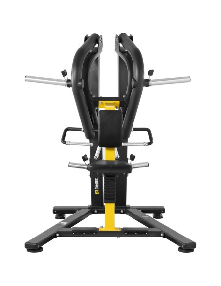 Mašininis prietaisas, skirtas treniruoti nugaros trapecinės nugaros raumenis su laisvu svoriu LOW ROW