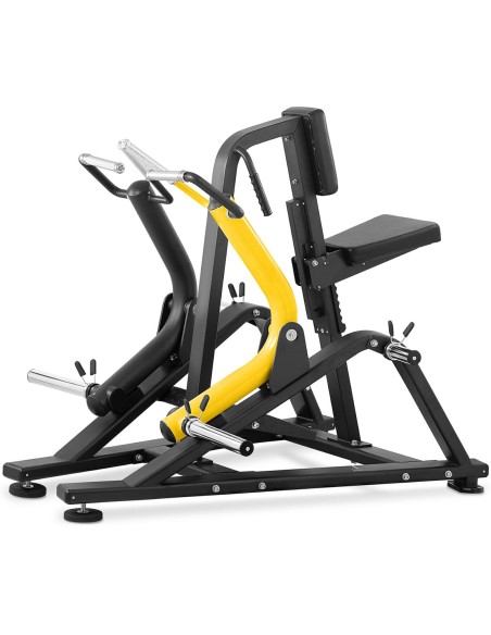 Mašininis įtaisas treniruoti nugaros raumenis trapecijos su laisvu svoriu ROW