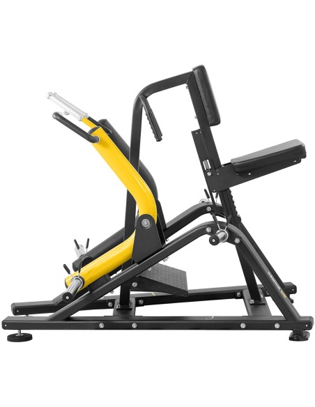 Mašininis įtaisas treniruoti nugaros raumenis trapecijos su laisvu svoriu ROW