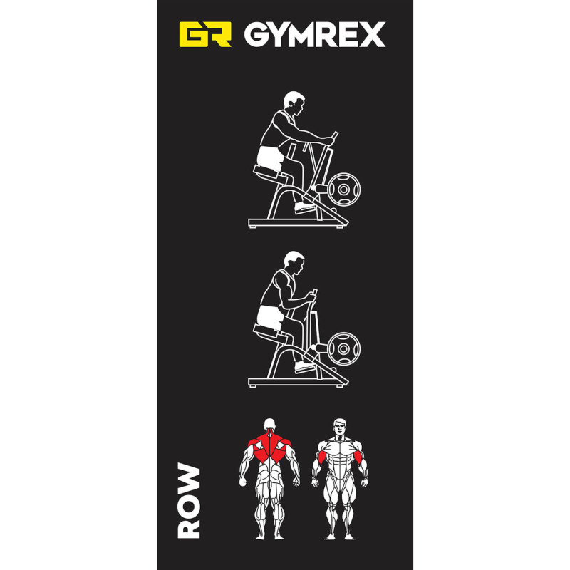 Mašininis įtaisas treniruoti nugaros raumenis trapecijos su laisvu svoriu ROW