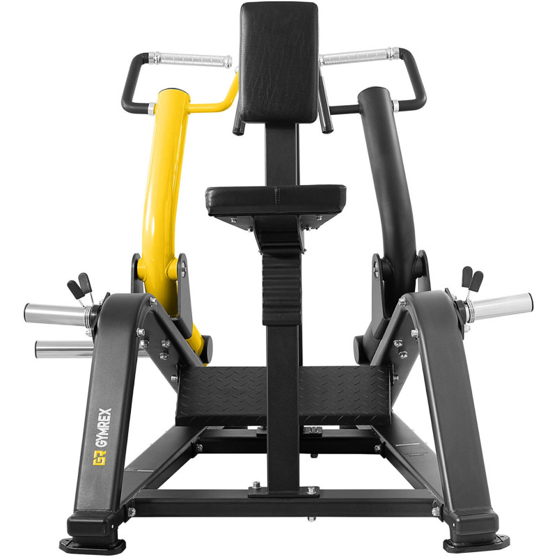 Mašininis įtaisas treniruoti nugaros raumenis trapecijos su laisvu svoriu ROW