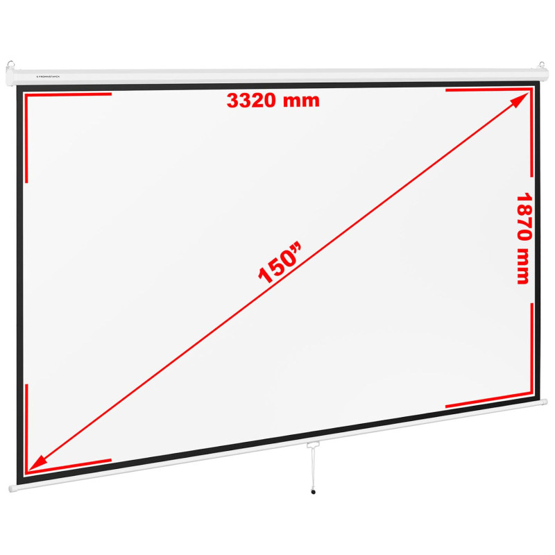 Pusiau automatinis projektoriaus ekranas sieninės lubos matinės baltos 150'' 340x210 cm 16:9 Pusiau automatinis projektoriaus ekranas sieninės lubos matinės baltos 150'' 340x210 cm 16:9