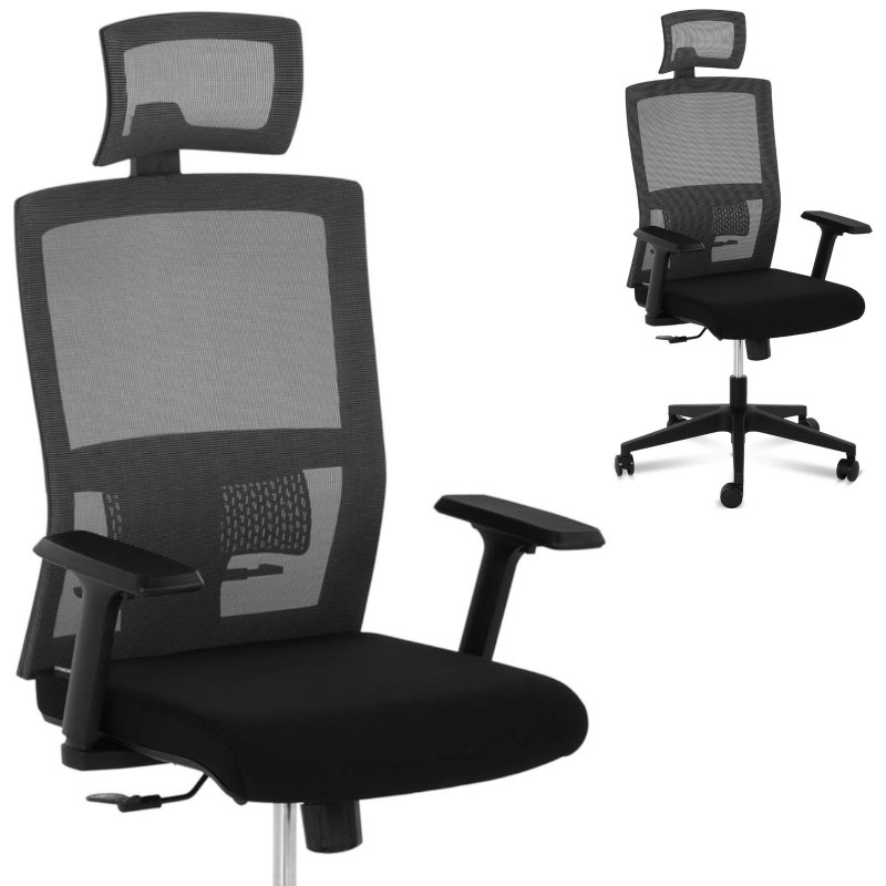 Ergonomiška tinklinė biuro kėdė su juosmens atrama ir galvos atrama iki 150 kg Ergonomiška tinklinė biuro kėdė su juosmens atrama ir galvos atrama iki 150 kg
