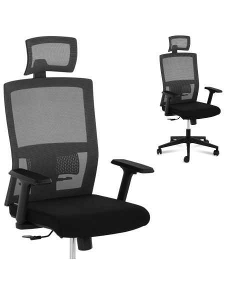 Ergonomiška tinklinė biuro kėdė su juosmens atrama ir galvos atrama iki 150 kg Ergonomiška tinklinė biuro kėdė su juosmens atrama ir galvos atrama iki 150 kg