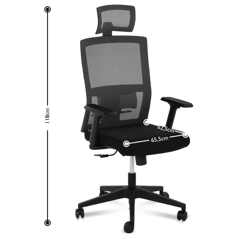 Ergonomiška tinklinė biuro kėdė su juosmens atrama ir galvos atrama iki 150 kg
