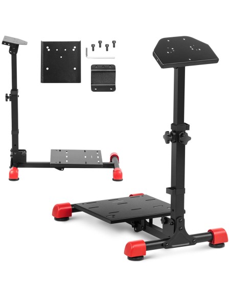 Stendas žaidimų vairui su lentyna pedalams, reguliuojamas universalus iki 20 kg Stendas žaidimų vairui su lentyna pedalams, reguliuojamas universalus iki 20 kg