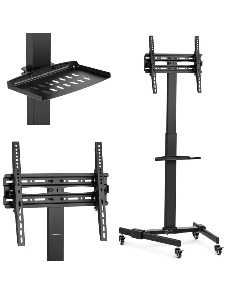 TV stovas Televizoriaus laikiklis su lentyna mobiliu reguliuojamu maks. 55'' 35 kg aukštis 116-151 cm TV stovas Televizoriaus laikiklis su lentyna mobiliu reguliuojamu maks. 55'' 35 kg aukštis 116-151 cm