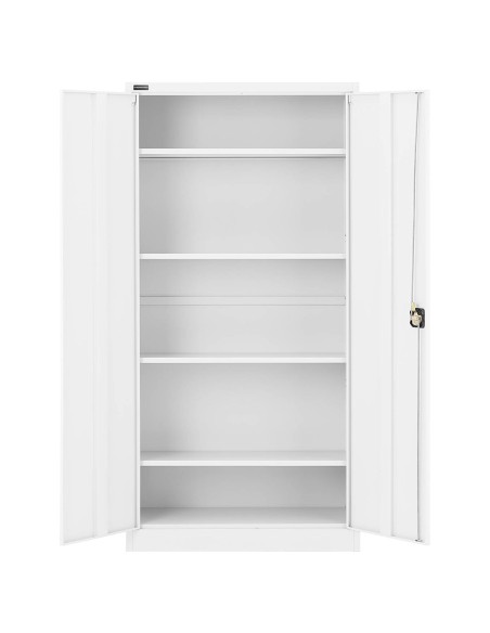 Metalinė biuro spinta dokumentams, 4 lentynos su varstomais durimis, aukštis 180 cm, BALTAS Metalinė biuro spinta dokumentams, 4 lentynos su varstomais durimis, aukštis 180 cm, BALTAS