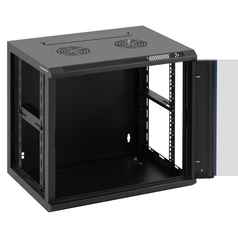 RACK tinklo serverio spintelė pakabinama 19'' 9U IP20 iki 60 kg 54x39x49 cm JUODA