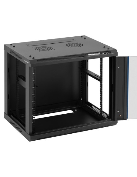 RACK tinklo serverio spintelė pakabinama 19'' 9U IP20 iki 60 kg 60x45x51 cm JUODA