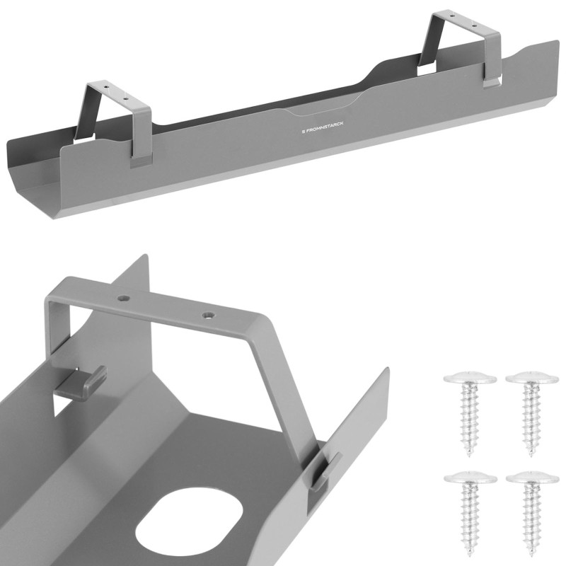 Lentynas maskuojantis kabelių laikiklis po stalu 600x135x108 mm PILKA