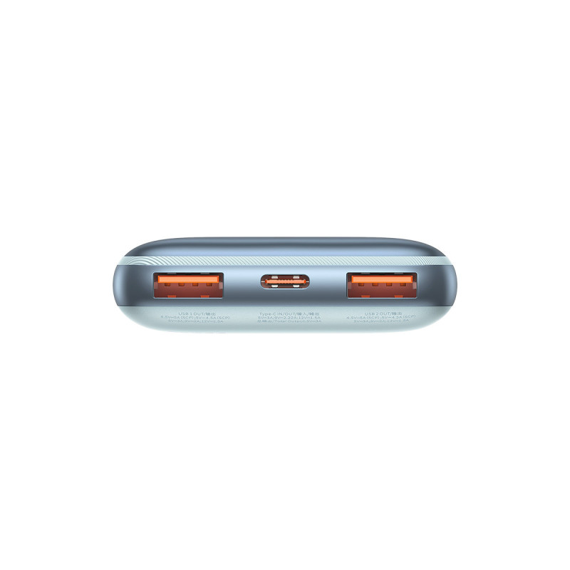 Bipow Pro maitinimo blokas 10000mAh 22,5W + USB laidas 3A 0,3m mėlynas