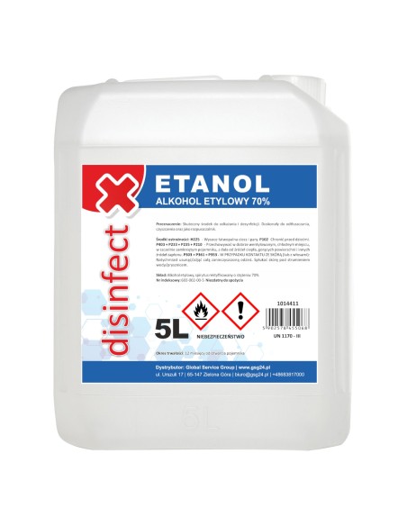 ETANOLIS - Denatūruotas etilo alkoholis DEZINFEKCIJA 70% 5L ETANOLIS - Denatūruotas etilo alkoholis DEZINFEKCIJA 70% 5L