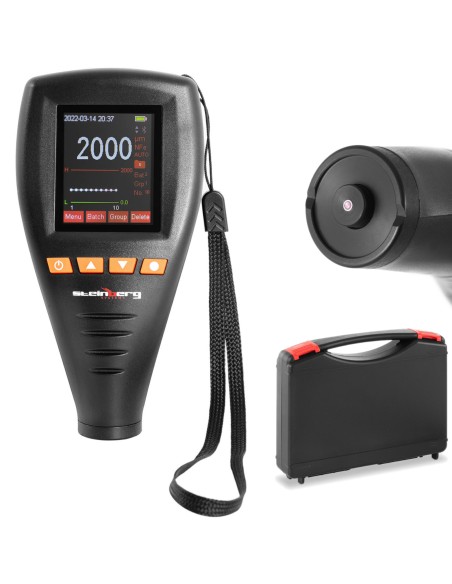 Lako sluoksnio storio testeris su Bluetooth duomenų analizės diapazonu 0-2000 µm + korpusas Lako sluoksnio storio testeris su Bluetooth duomenų analizės diapazonu 0-2000 µm + korpusas