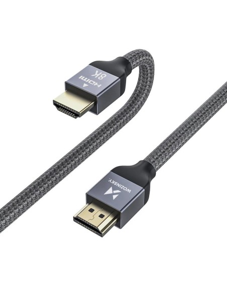 Kabelis HDMI 2.1 8K 60 Hz 48 Gbps 4K 120 Hz 2K 144 Hz 5 m sidabrinis