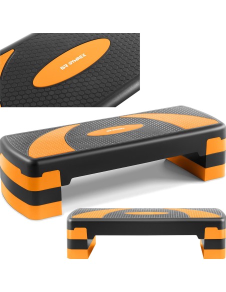 Stepper treniruotės žingsnis fitneso aerobikos pratimams 2 lygiai iki 100 kg juodos ir oranžinės spalvos