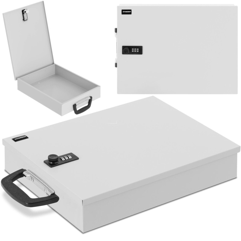 Saugi metalinė dėžė dokumentams su kodine užraktu 355 x 255 x 70 mm DIN A6 Saugi metalinė dėžė dokumentams su kodine užraktu 355 x 255 x 70 mm DIN A6