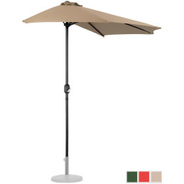 Sieninis balkono terasos pusiau apvalus skėtis 270 x 135 cm pilkai rudas