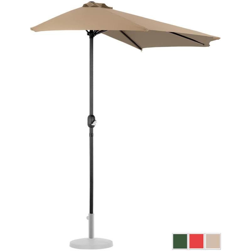Sieninis balkono terasos pusiau apvalus skėtis 270 x 135 cm pilkai rudas