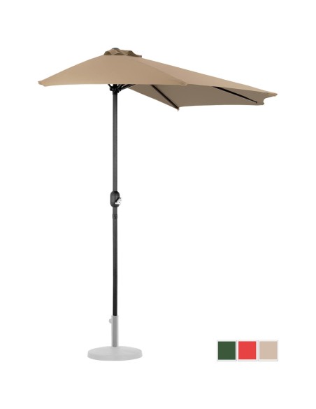 Sieninis balkono terasos pusiau apvalus skėtis 270 x 135 cm pilkai rudas Sieninis balkono terasos pusiau apvalus skėtis 270 x 135 cm pilkai rudas