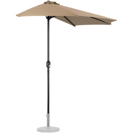 Sieninis balkono terasos pusiau apvalus skėtis 270 x 135 cm pilkai rudas