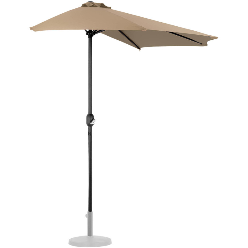Sieninis balkono terasos pusiau apvalus skėtis 270 x 135 cm pilkai rudas