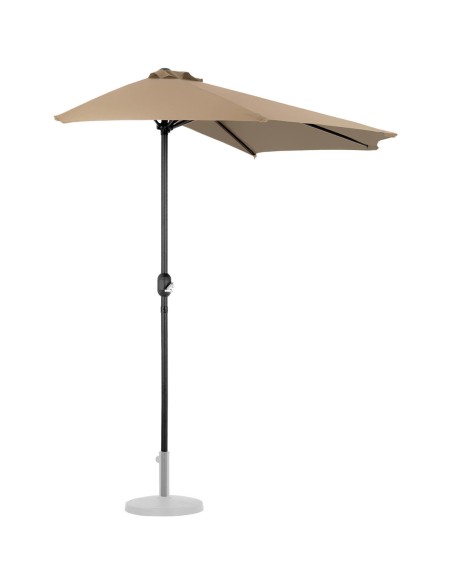 Sieninis balkono terasos pusiau apvalus skėtis 270 x 135 cm pilkai rudas Sieninis balkono terasos pusiau apvalus skėtis 270 x 135 cm pilkai rudas