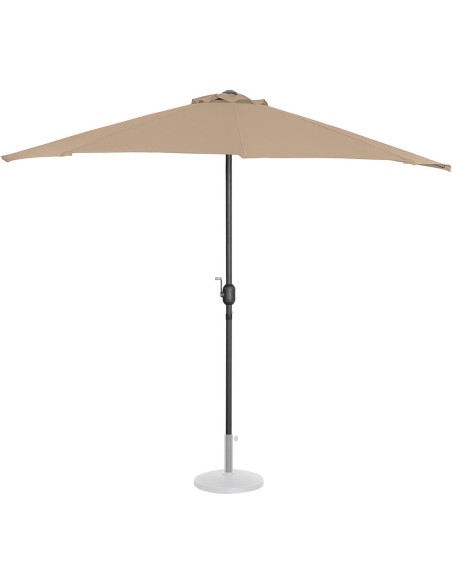 Sieninis balkono terasos pusiau apvalus skėtis 270 x 135 cm pilkai rudas Sieninis balkono terasos pusiau apvalus skėtis 270 x 135 cm pilkai rudas