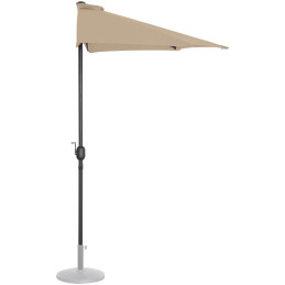 Sieninis balkono terasos pusiau apvalus skėtis 270 x 135 cm pilkai rudas