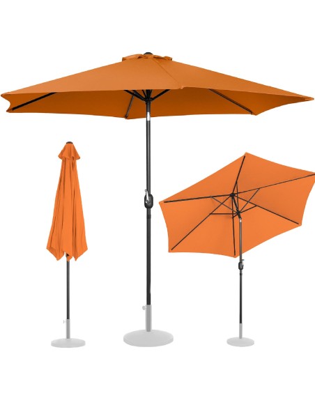 Sodo skėtis apvalus didelis pakreiptas su švaistiklio sk. 300 cm oranžinės spalvos Sodo skėtis apvalus didelis pakreiptas su švaistiklio sk. 300 cm oranžinės spalvos