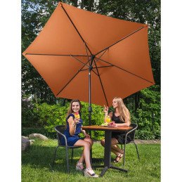 Sodo skėtis apvalus didelis pakreiptas su švaistiklio sk. 300 cm oranžinės spalvos